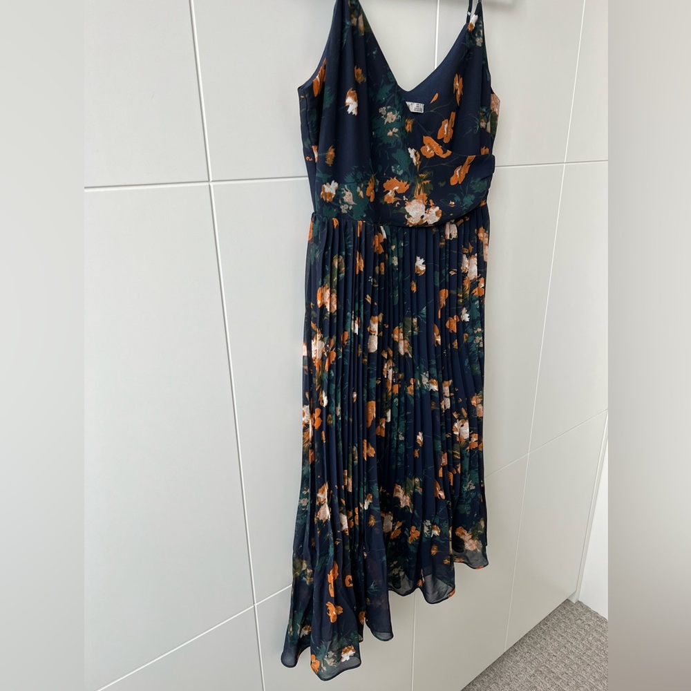 DEX Fully-Lined Navy Fall Floral Dress Size S/P